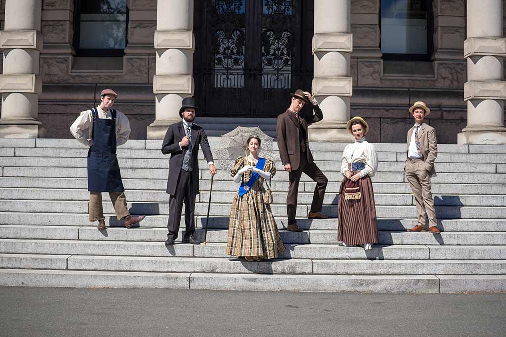 The Parliamentary players at Victoria, BC's parliamentary buildings.