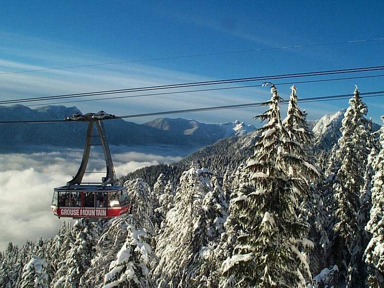 Ride the Grouse Mountain Gondola to the top of the mighty peak.
