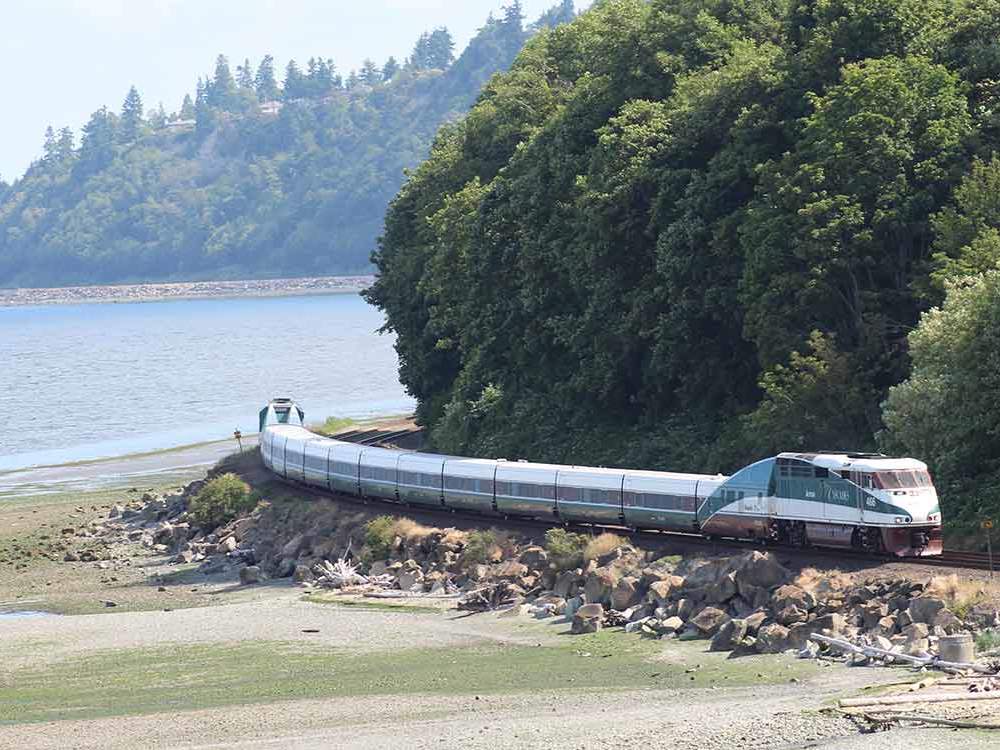 Travel from Seattle to Vancouver, BC on an Amtrak Cascades Train.