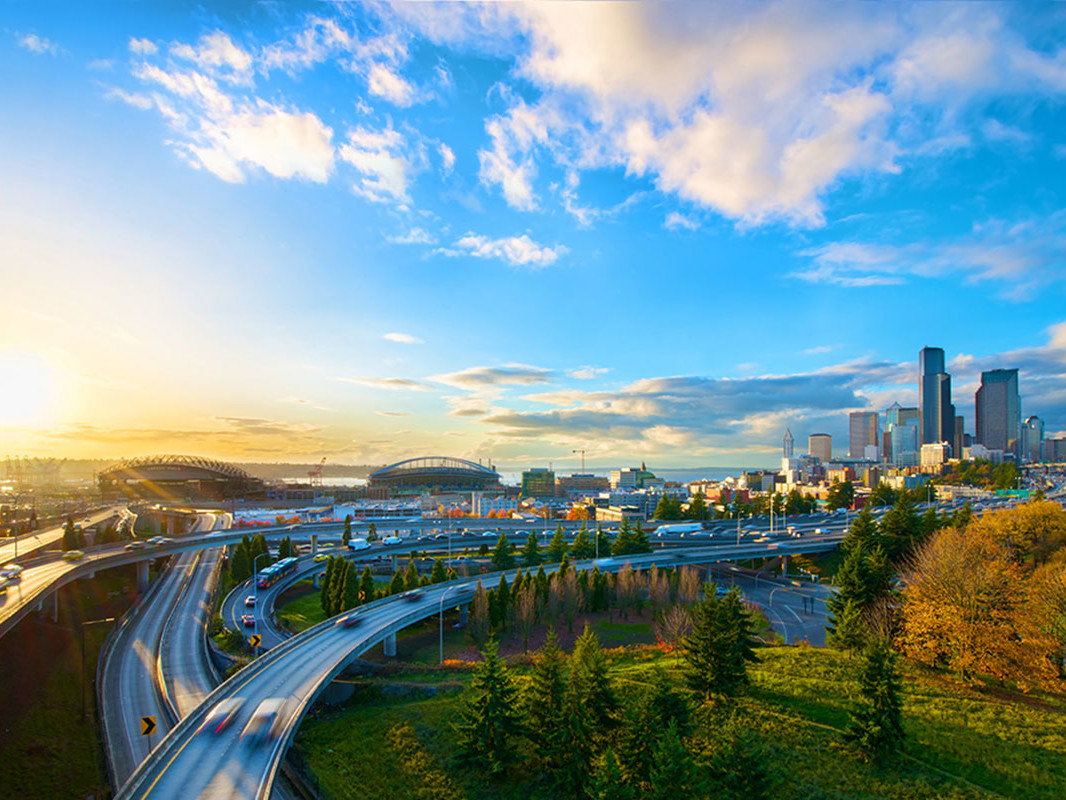 Soak in Seattle's fall colors from the Jose Rizal Bridge.