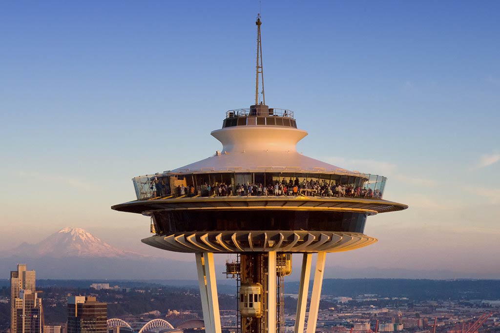 See for miles from the saucer-like top of Seattle Space Needle. Credit: Chad Copeland