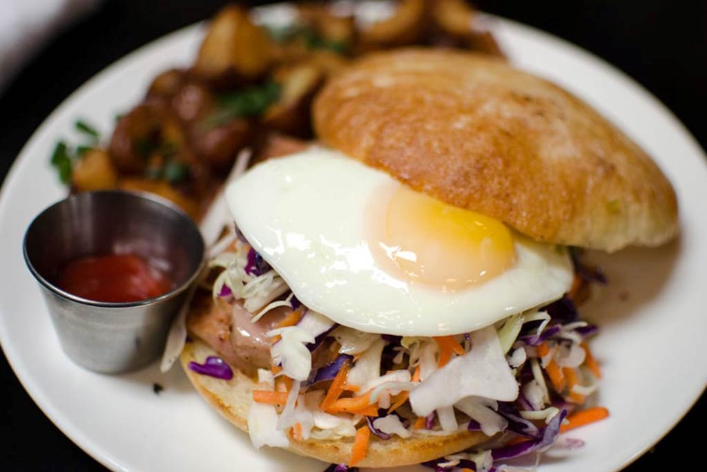 The 98118 Sandwich at Super Six, complete with harissa smothered seared spam. Credit: Ryan.G. via Yelp