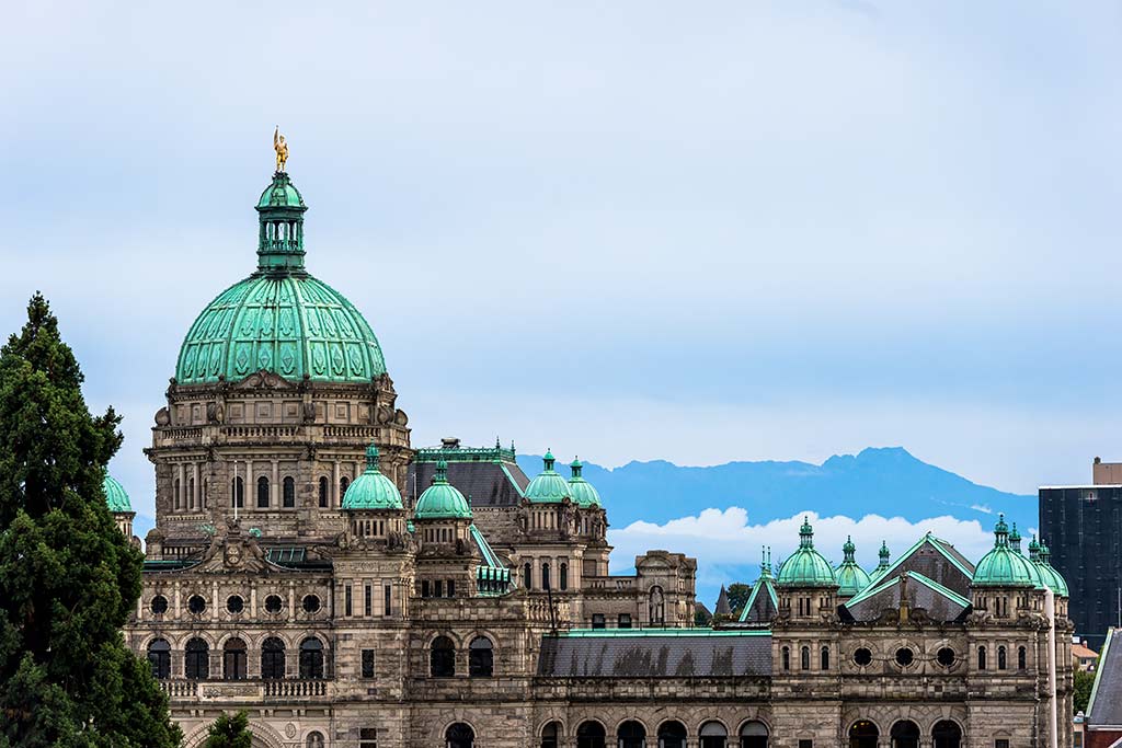 Designed by Francis Rattenbury, the iconic Parliament Buildings are home to the Legislative Assembly of British Columbia. Credit: Destination BC