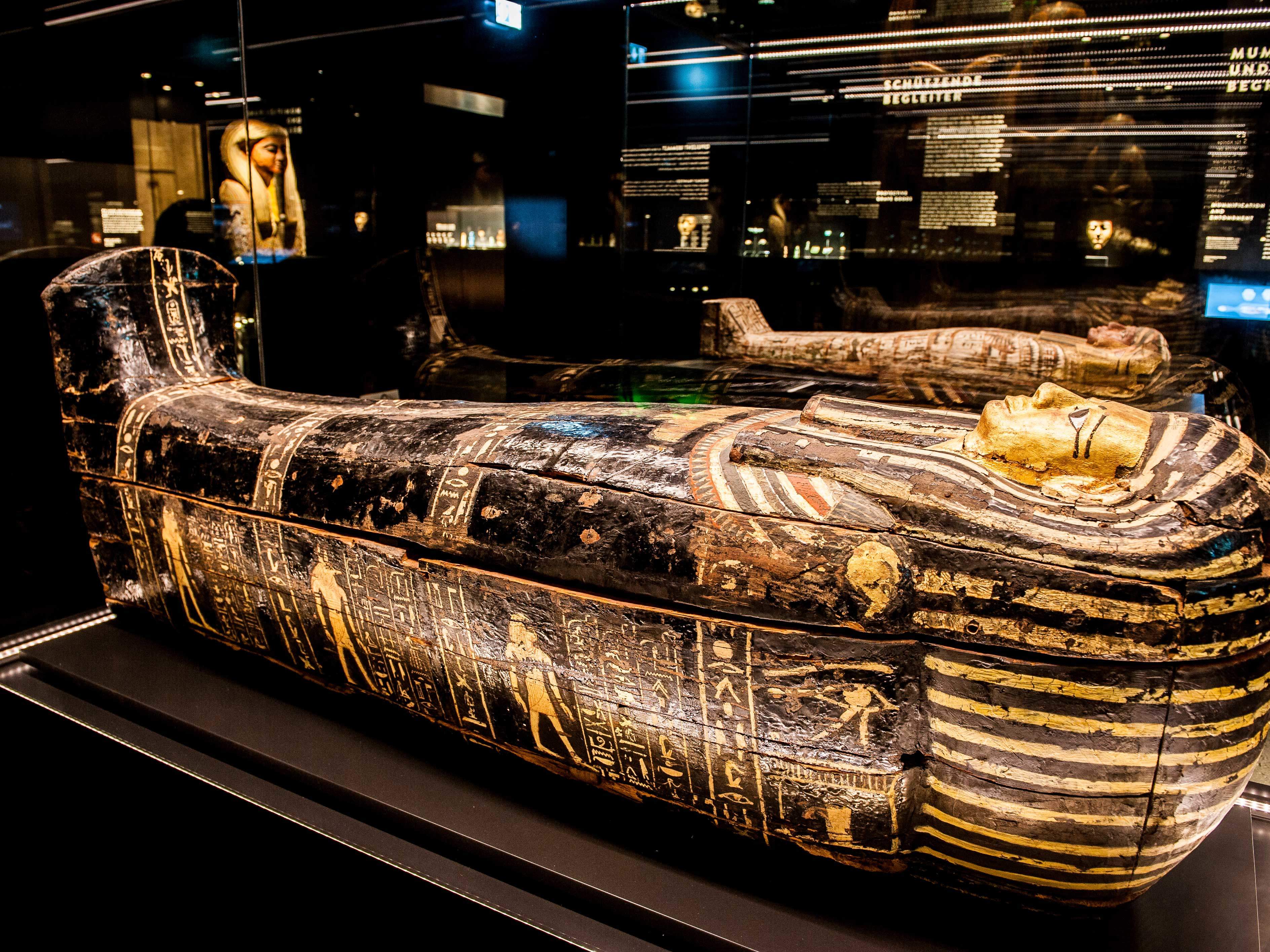 An elaborate coffin at the Royal BC Museum's Egypt Exhibit
