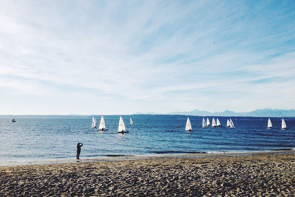The sandy beaches of Golden Gardens are the perfect locale for a picnic or a barbecue on a beautiful sunny day.