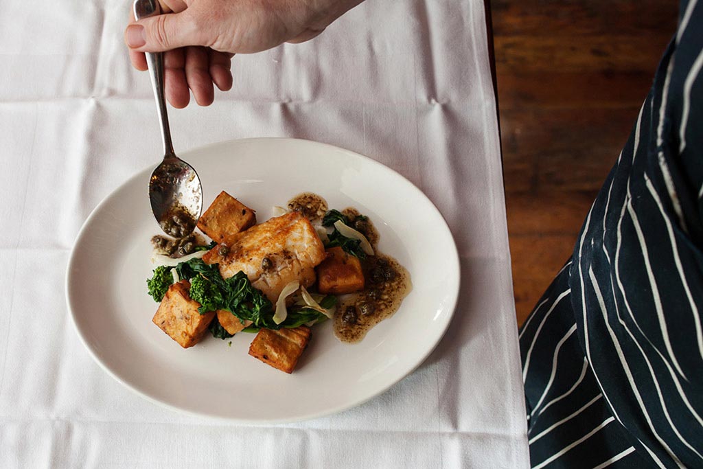 Delicate dishes plated with care at French eatery Brasserie L’Ecole. Photo: Peter Bagi