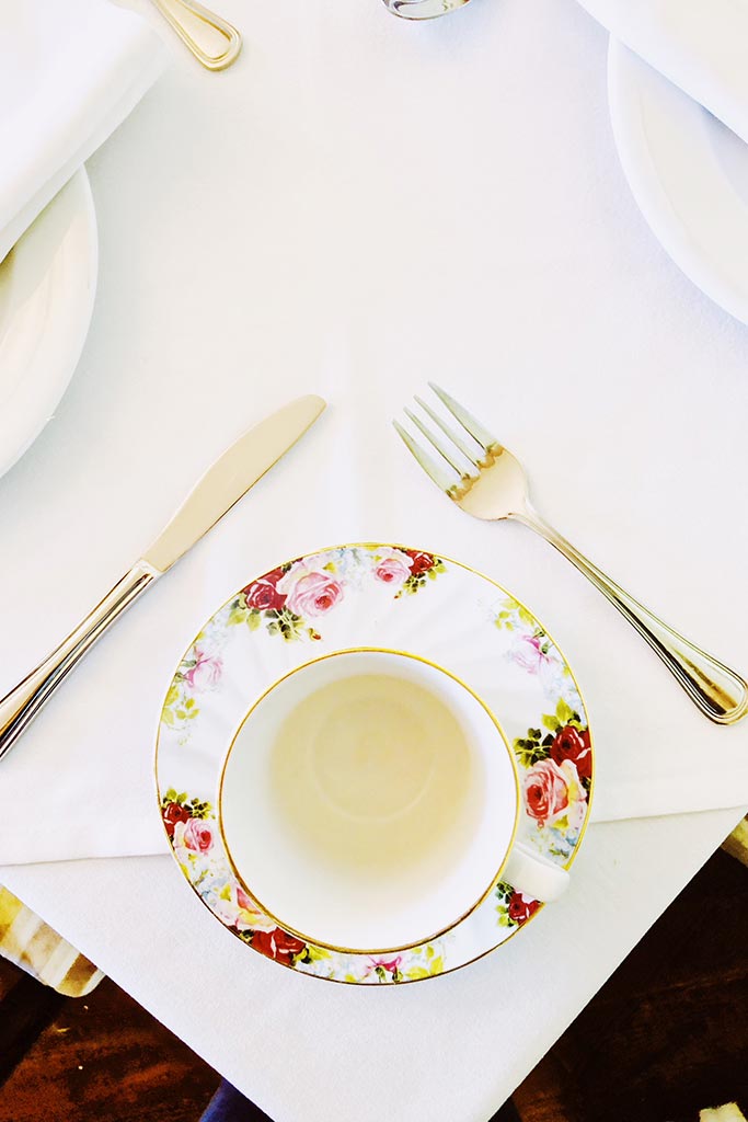 Afternoon tea is a white cloth experience inside the historic Pendray Teahouse. Credit: Scott Meis