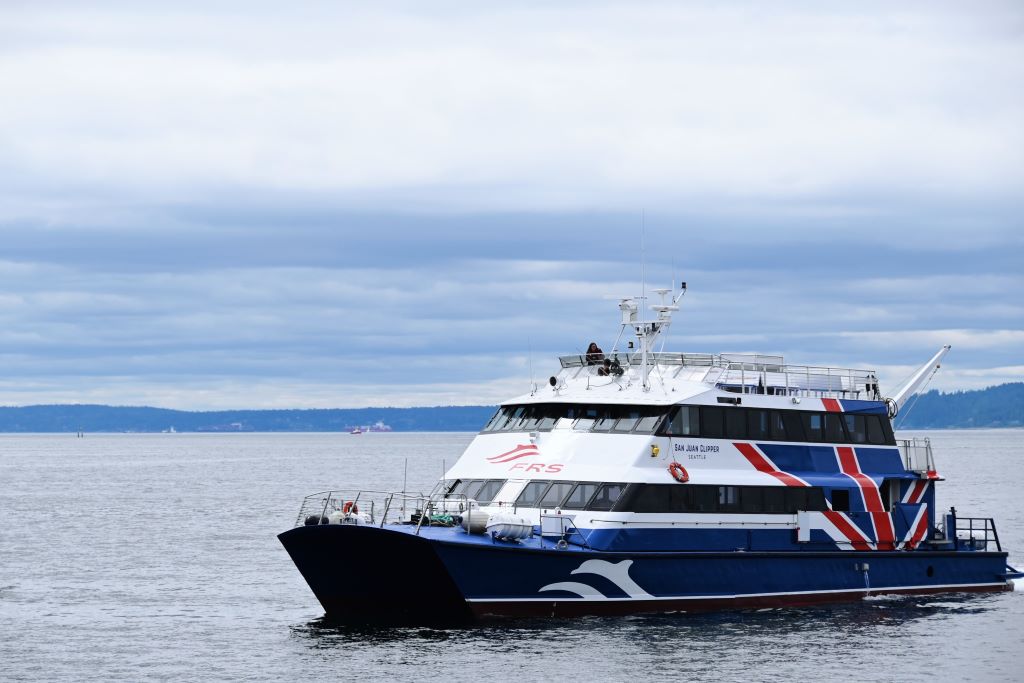 The San Juan Clipper skims through the Salish Sea at 25 knots.