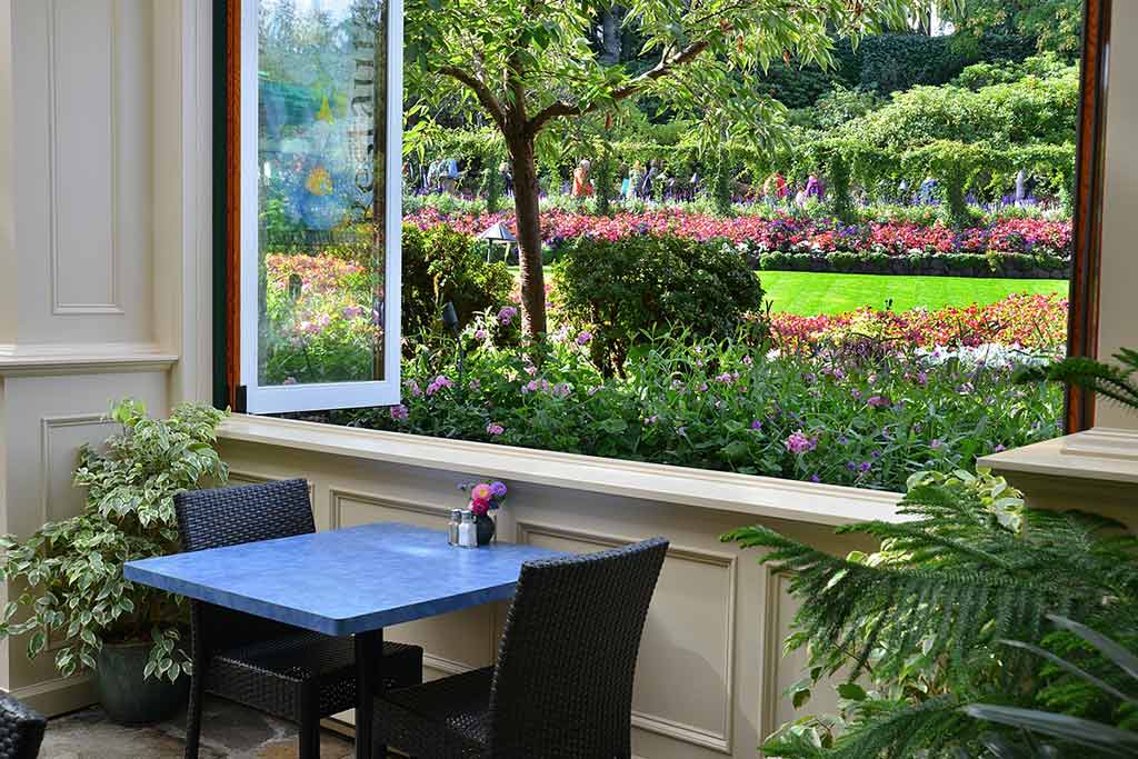 With spectacular views, the Blue Poppy is the perfect spot for a quick energy boost. Credit: The Butchart Gardens