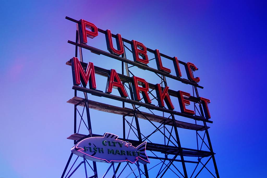 Soak in stunning views of the bustling Pike Place from Matt's in the Market.
