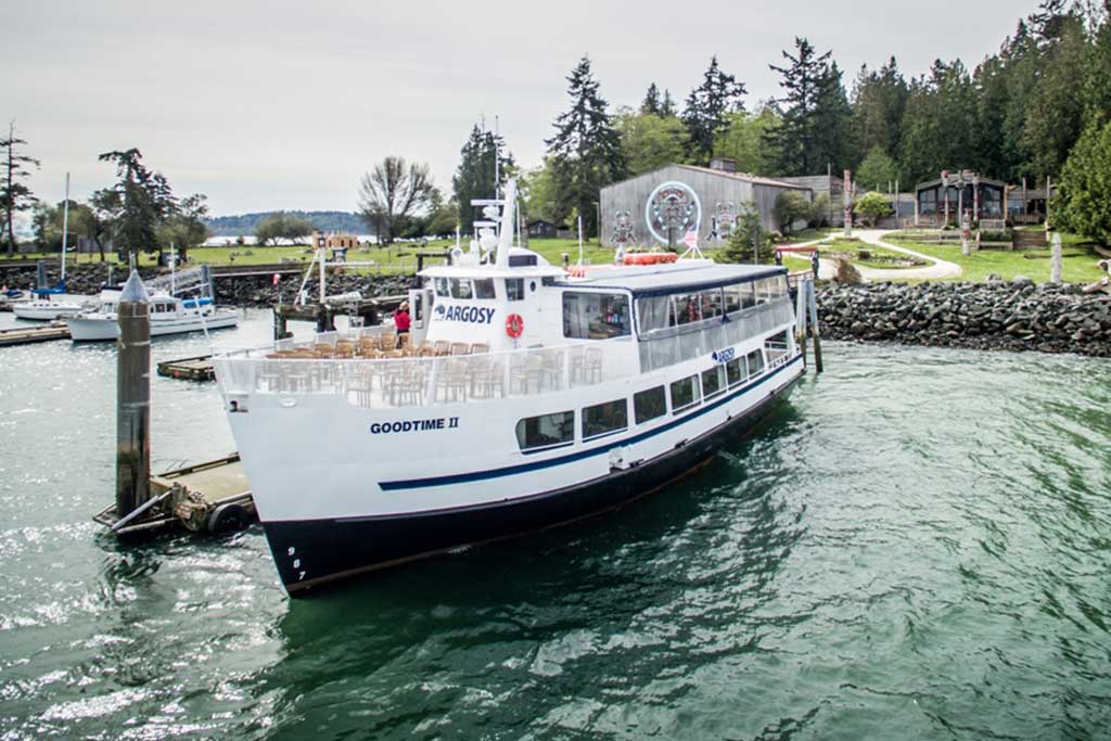 Explore the 475-acre Blake island while learning about the history of Tillicum Village. Credit: Argosy