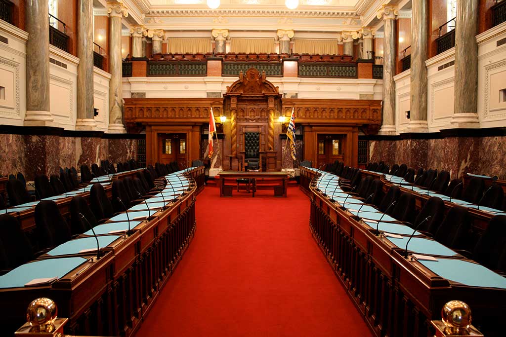 Visiting the Parliament Buildings is one of the top things to do in Victoria B.C. with opulent features like the Legislative Chamber