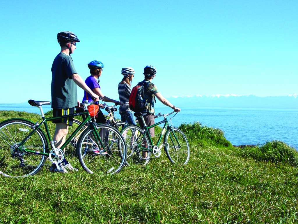Catch a glimpse of the Salish Sea as you travel along regional trails to unique locations for fun activities on and off the bike. Photo courtesy Pedaler Tours