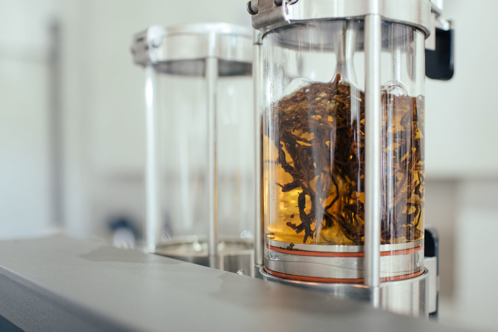 Tea brews to perfection in the Steam Punk brewing machine. Credit: Lucas Anderson