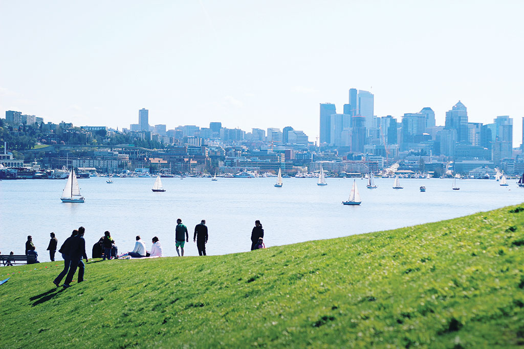 The site of of the former Seattle Gas Light Company, the historic Gasworks Park offers stunning views back on the city of Seattle.