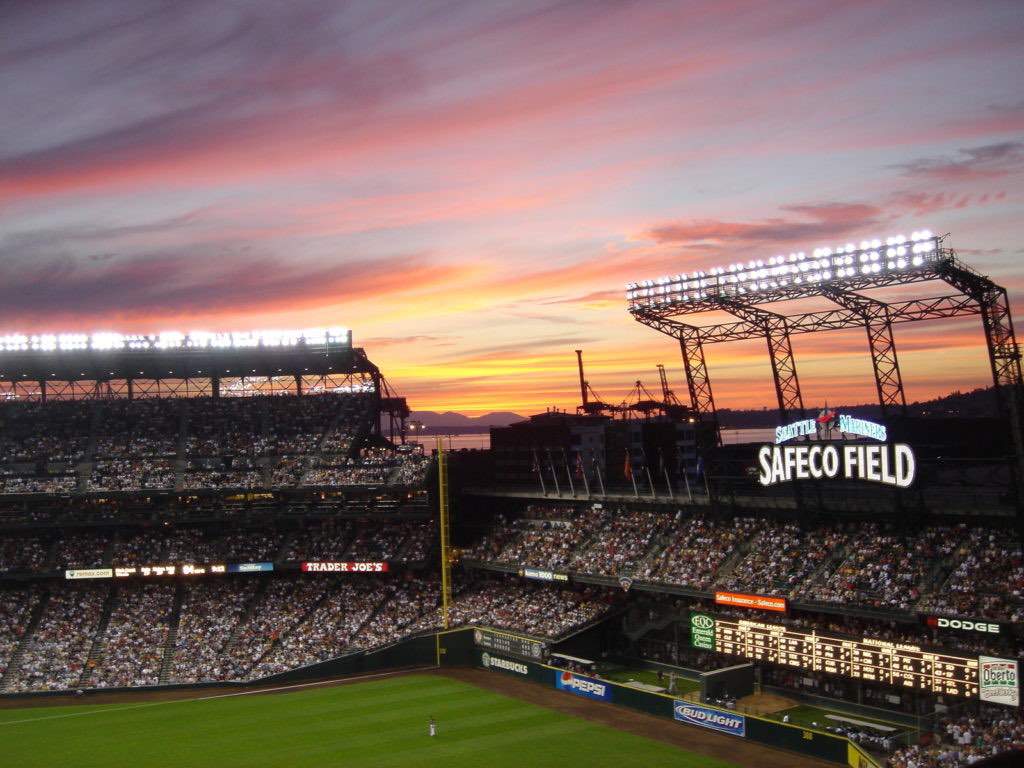 A stunning sunset at T-Mobile Park.