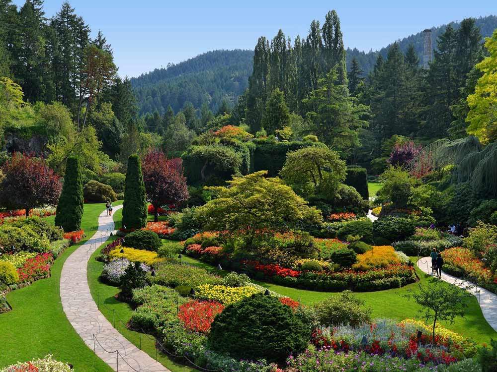 The Butchart Gardens brim with an array of flowers.