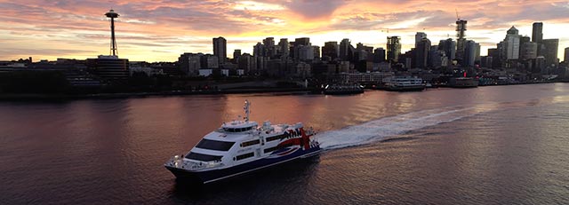 The Victoria Clipper ferry cruises out of downtown Seattle. 